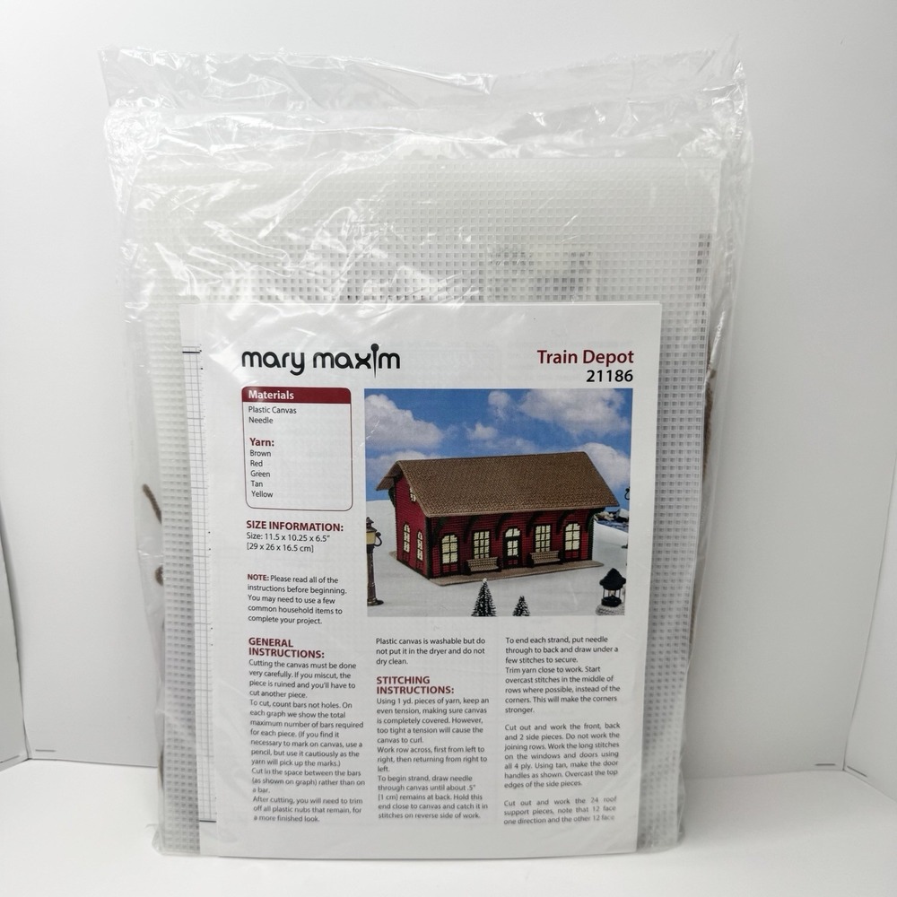 Mary Maxim Train Depot Plastic Canvas Kit 21186 Christmas Holiday Village